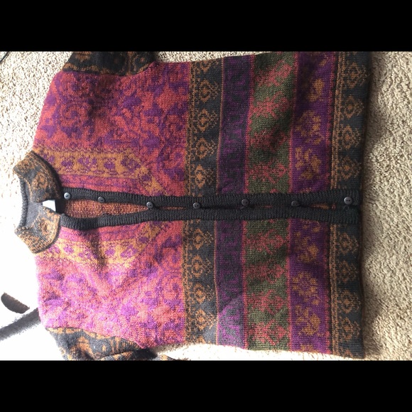 Vintage 100% wool thick warm colorful sweater - Picture 4 of 5